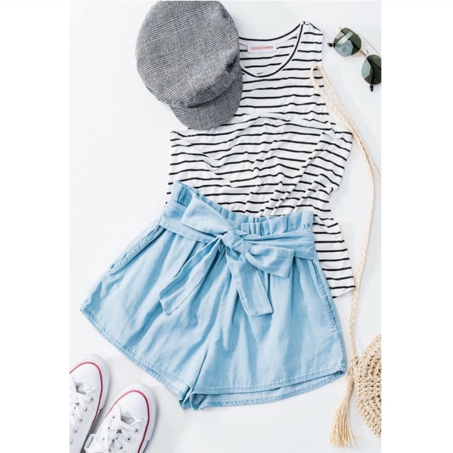 High Waisted Tie Front Shorts.